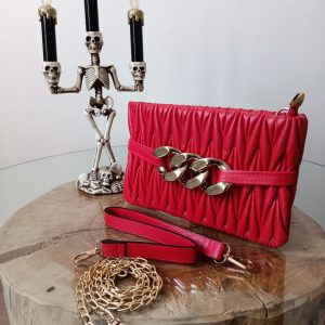 Zincir Detaylı PUFFER Clutch Omuz Çapraz Çok Amaçlı Çanta